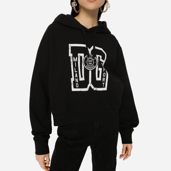 Dolce and Gabbana Black Cropped Sweatshirt SZ L - Picture 1 of 13